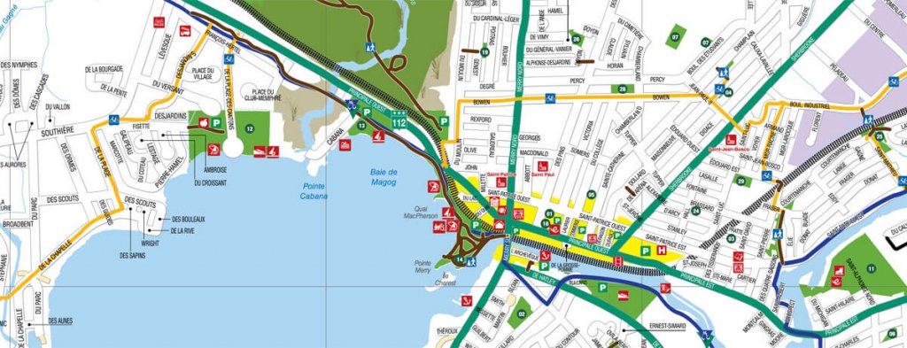 Carte routière - Ville de Magog