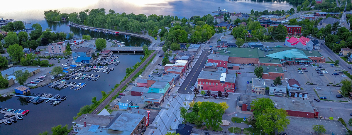 Revitalisation du centre-ville de Magog | Vue aérienne juin 2020