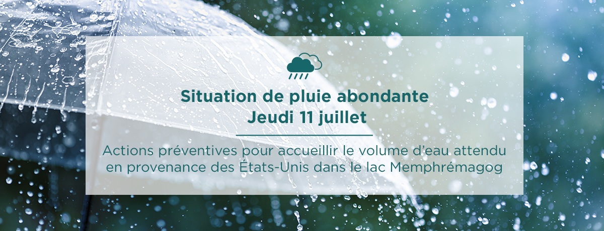 Communiqué - Situation de pluie abondante | Actions préventives pour accueillir le volume d’eau attendu en provenance des États-Unis dans le lac Memphrémagog