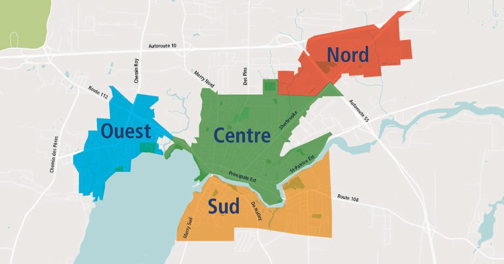 Carte des secteurs - Ateliers participatifs de la Politique de développement urbain