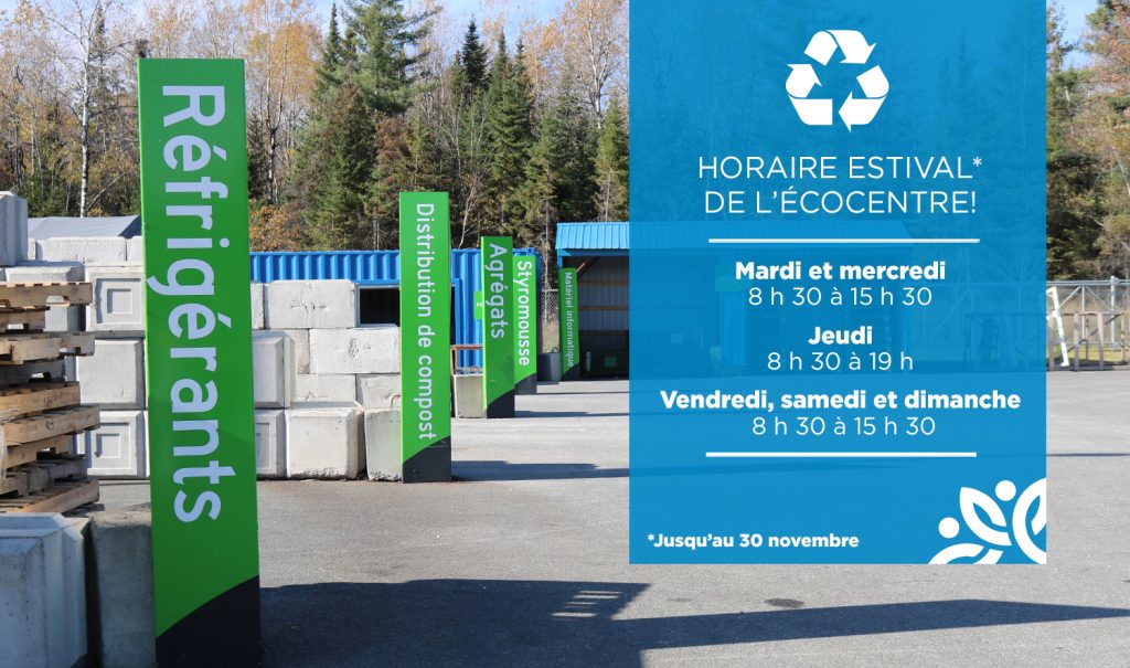 Horaire estival de l'écocentre