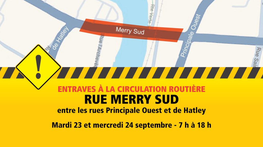 Travaux sur la voie ferrée de la rue Merry Sud | Entraves à la circulation routière les 23 et 24 septembre