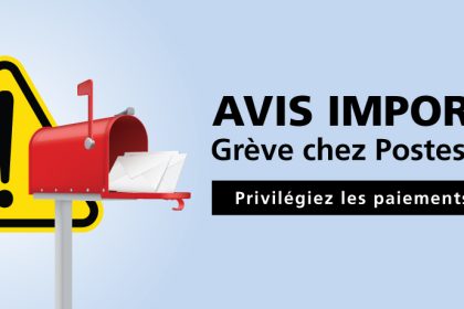 Actualité - Grève chez Postes Canada | Privilégiez les paiements en ligne