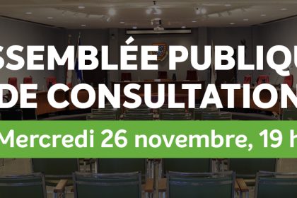 Assemblée publique de consultation | Mercredi 26 novembre, 19 h