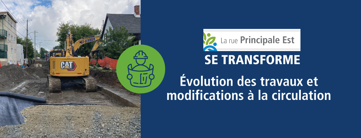 Actualité - Revitalisation de la rue Principale Est | Réouverture du pont Vel et de la rue Moore - Déplacement des travaux entre les rues Saint-Albert et Saint-Pierre